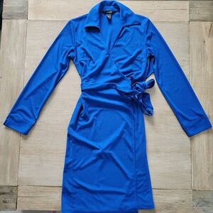 Express long sleeve royal blue wrap dress size 7/8